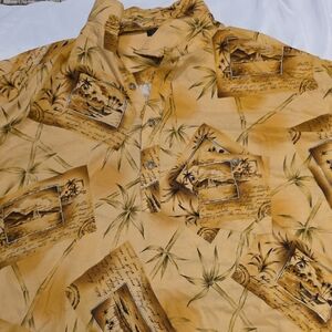 Men's Palm Print Casual Shirt - Beige
